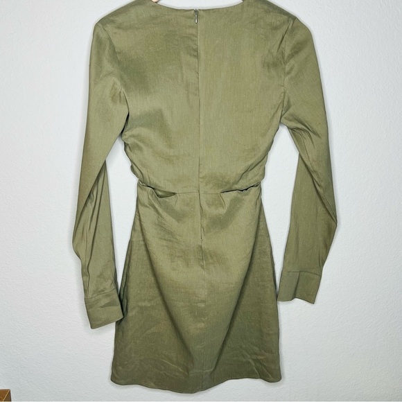 Zara linen Olive Mini Dress - Picture 4 of 4